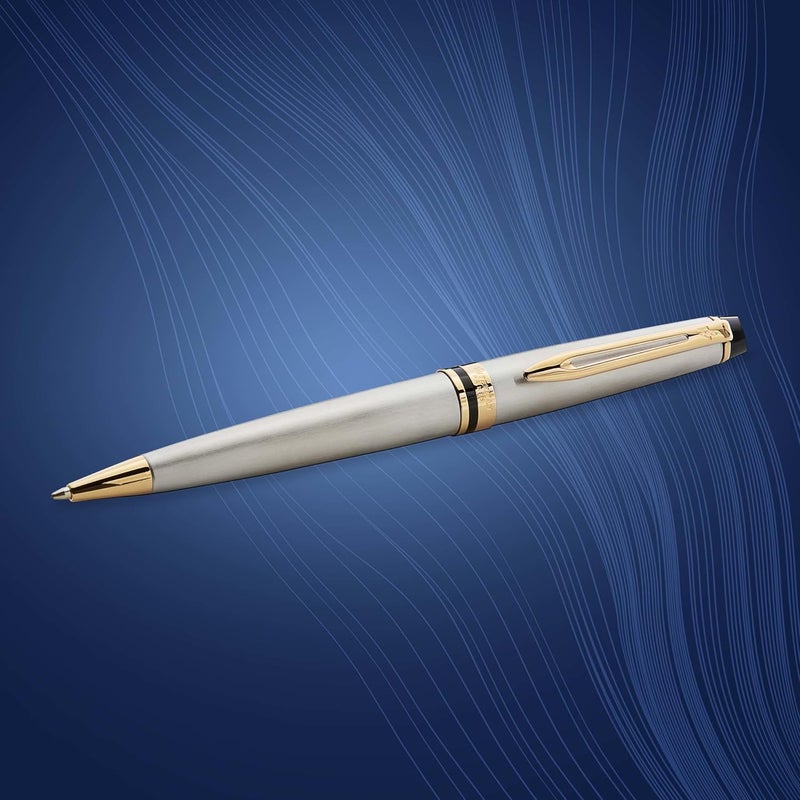 Waterman قلم حبر جاف ووتيرمان إكسبيرت من الفولاذ المقاوم للصدأ مع حواف ذهبية 9092 - Image 5